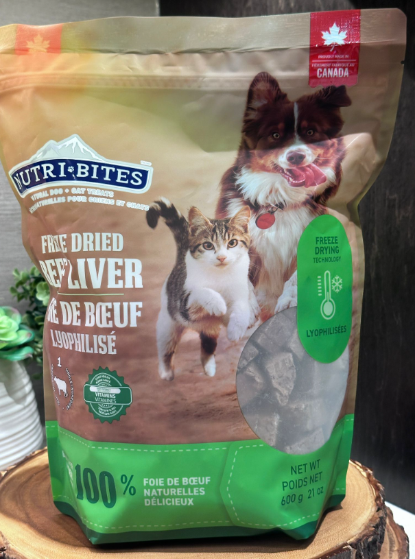 WT155 NutriBites 凍乾牛肝貓狗零食 Freeze Dried Beef Liver  600g (加拿大製造)  **到期日: 約 2028/07