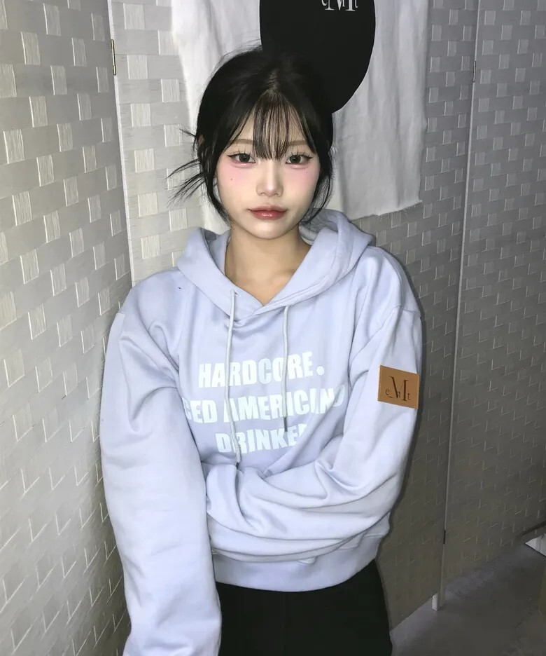 【預購】韓國代購 MUCENT 冰藍美式連帽T恤 帽T 長袖