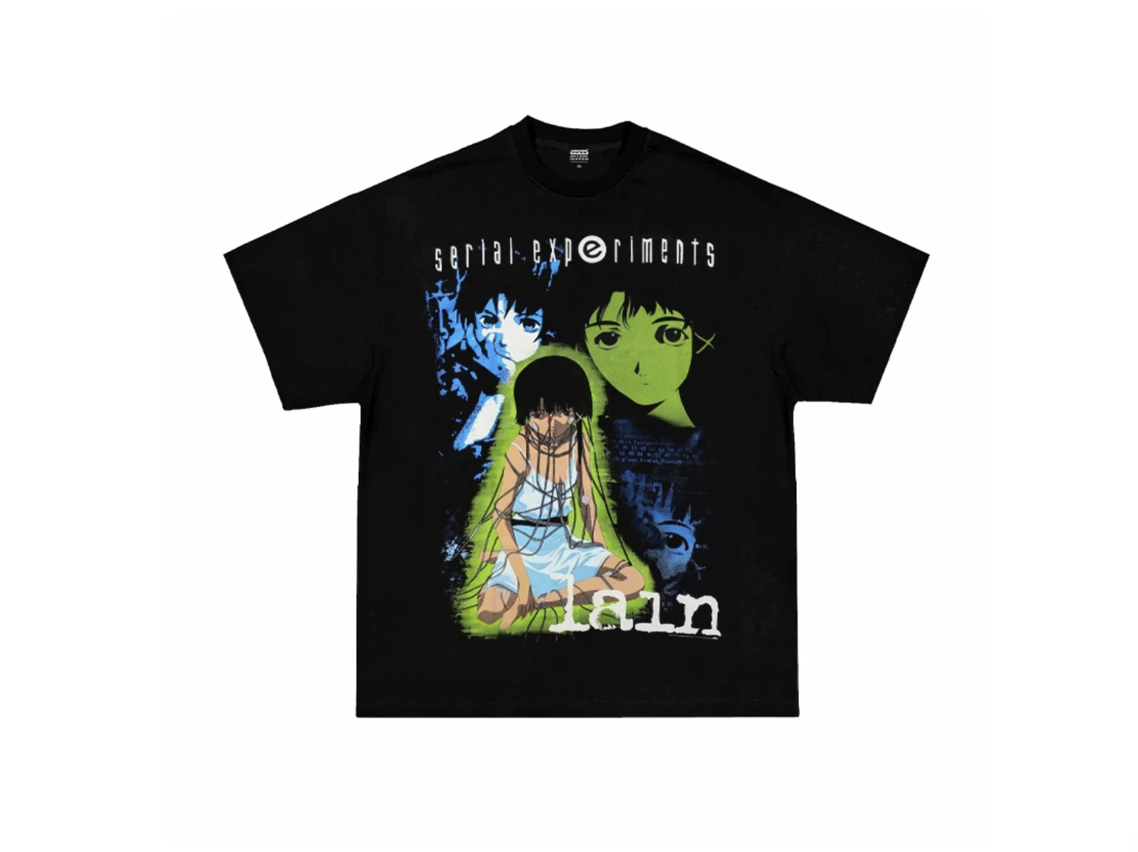 Lain 玲音 (1998) 新款重磅水洗與動畫款黑色短袖 T-shirt