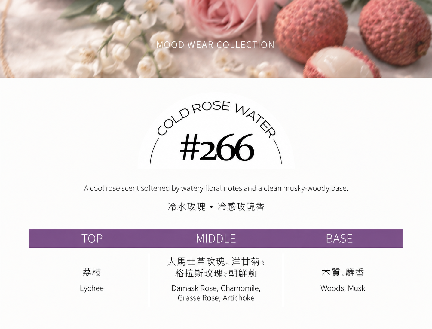 #266 COLD ROSE WATER 冷水玫瑰 淡香水10ml