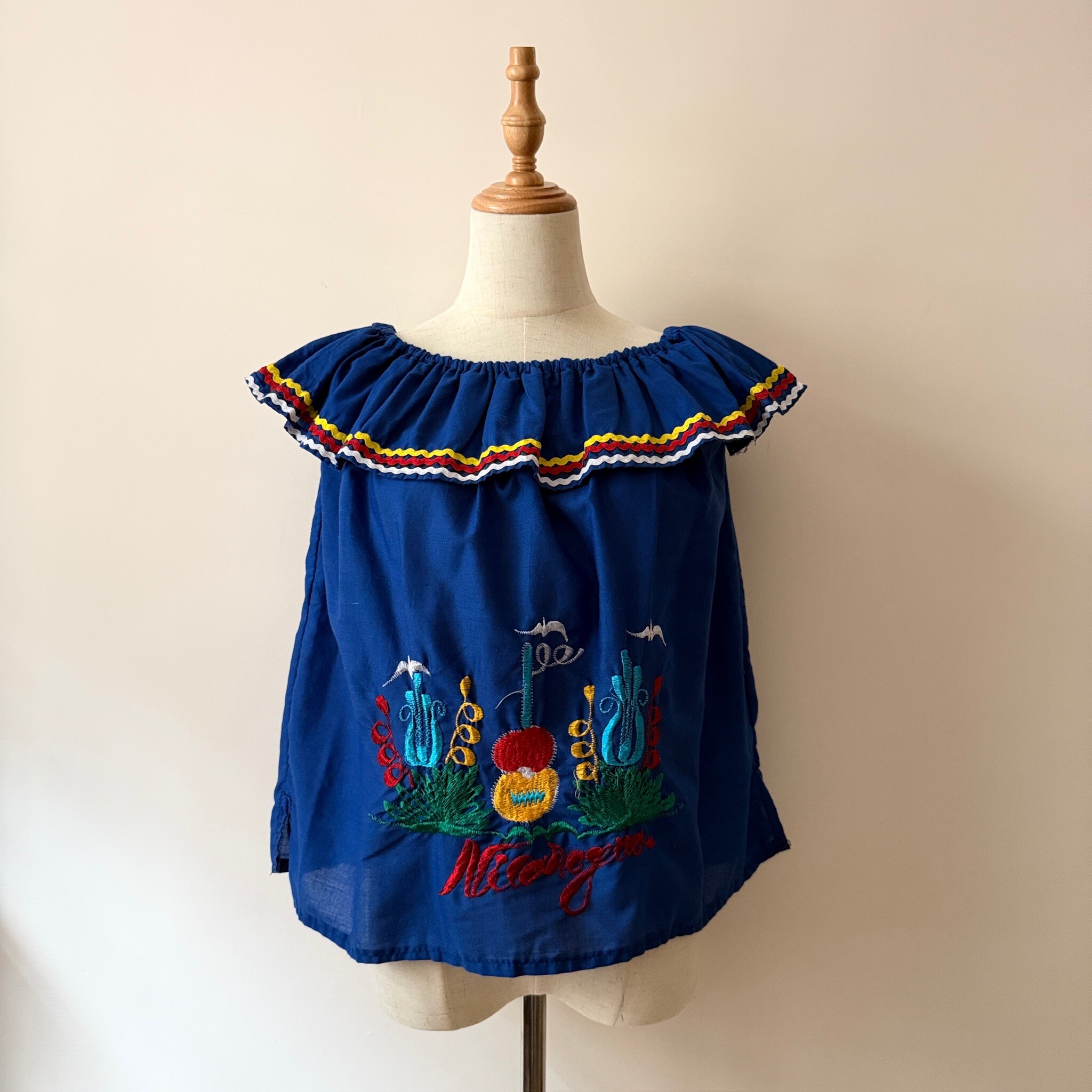 藍色墨西哥刺繡上衣