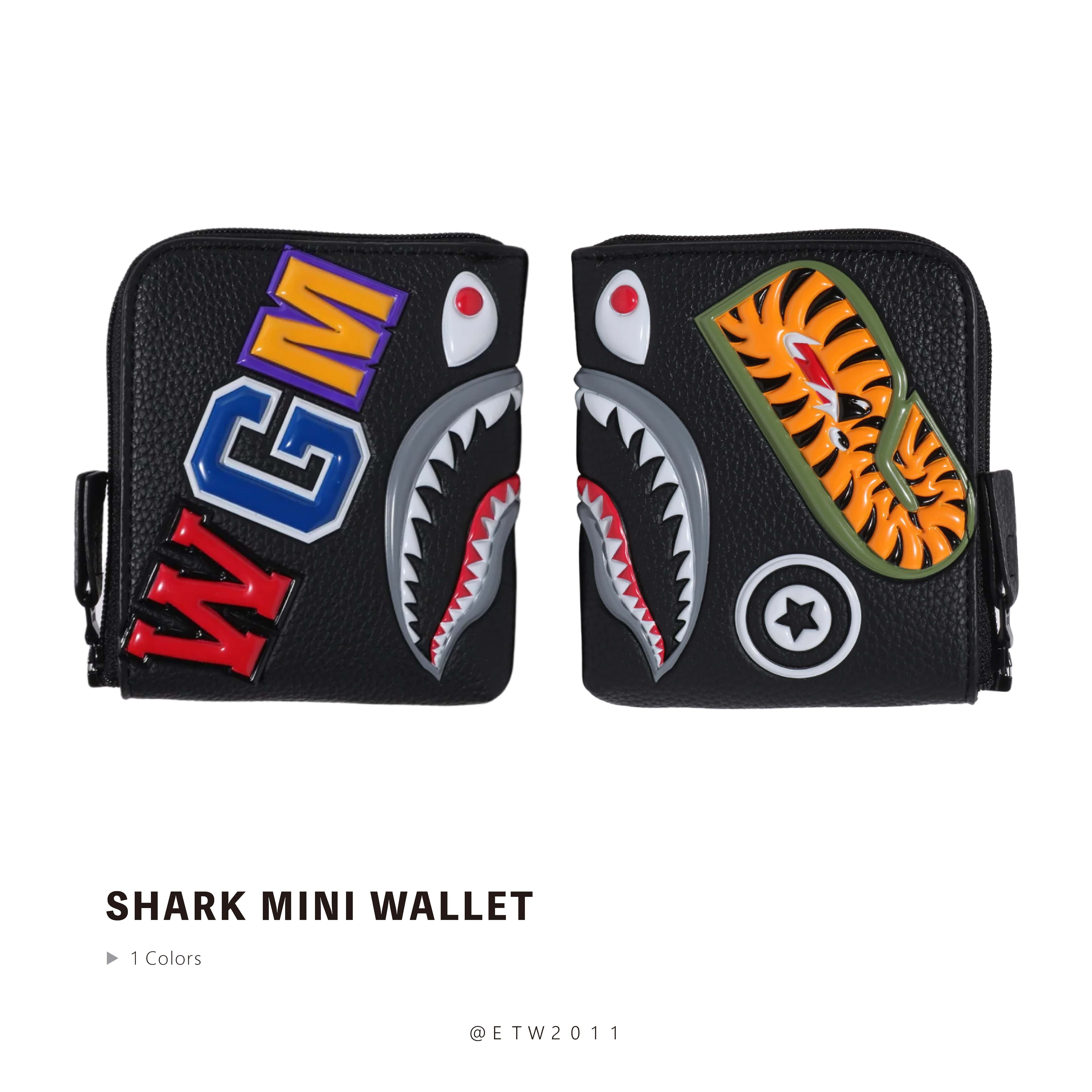 ☆ETW☆【EASY TO WEAR】BAPE SHARK MINI WALLET 鯊魚皮夾 皮包 零錢包 立體浮雕