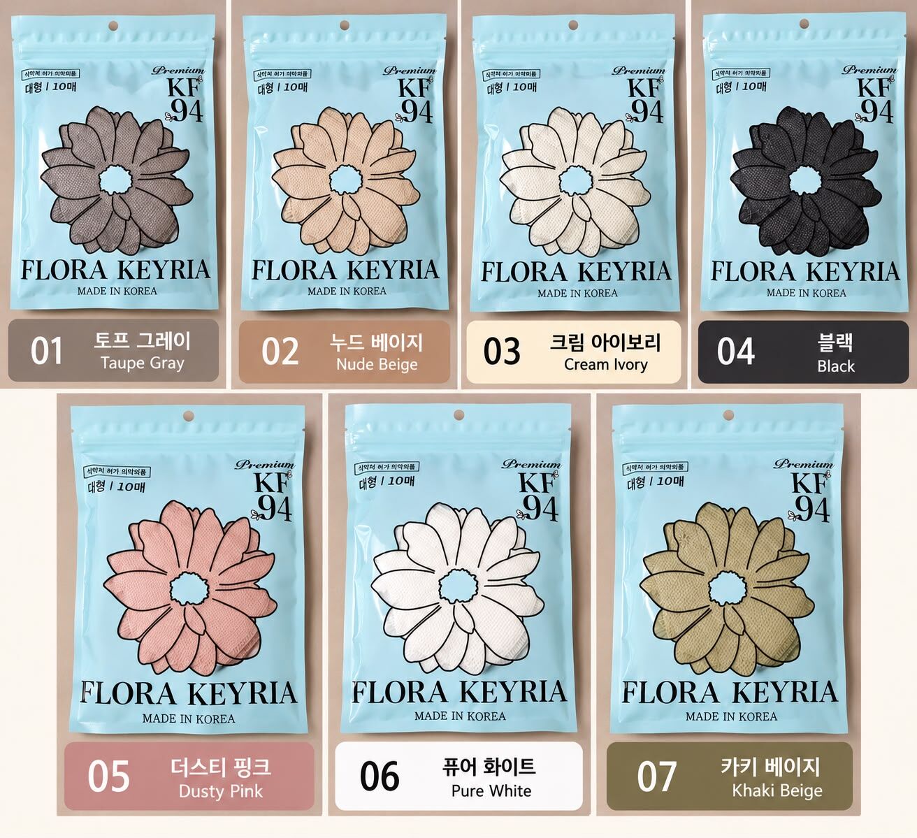 CR261014-V19A-FLORA KF94立體防護口罩(L碼 30包 300個 隨機顏色)
