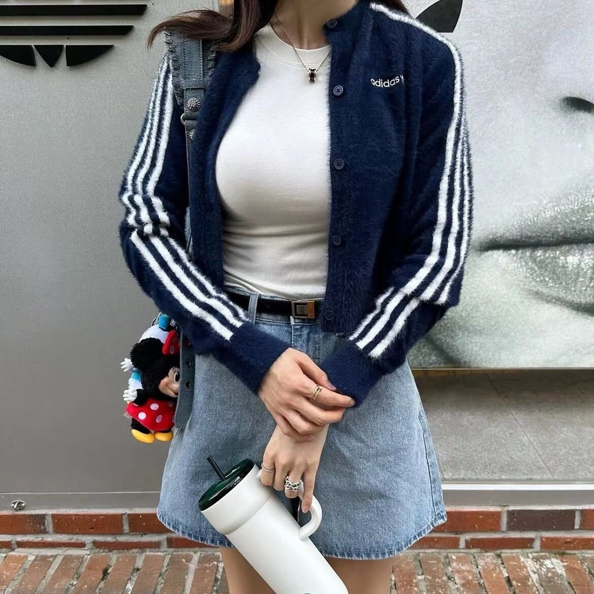(預訂) Adidas FURFFY KNITTED CARDIGAN - Navy