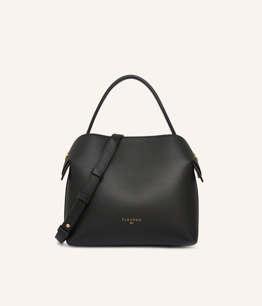 1FL1018-090 [FLEURON] Medium Swann Noir Lisse #MAF06VL0303BLK (EU)
