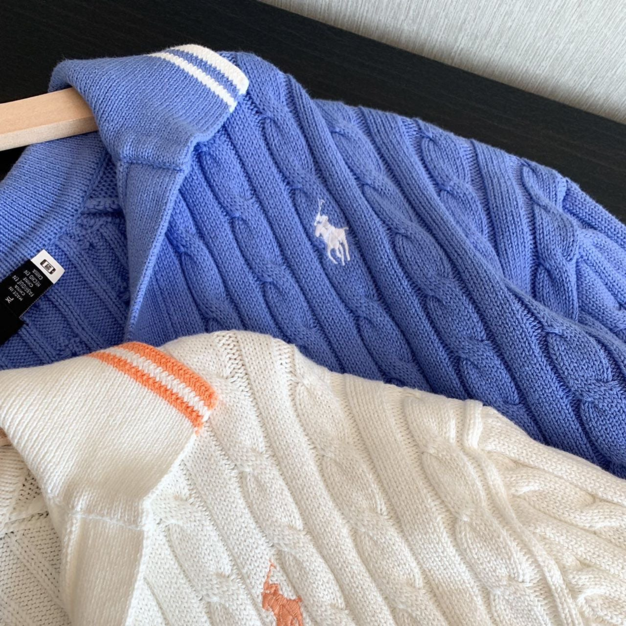 RL POLO 撞色Polo領麻花辮上衣 十月團