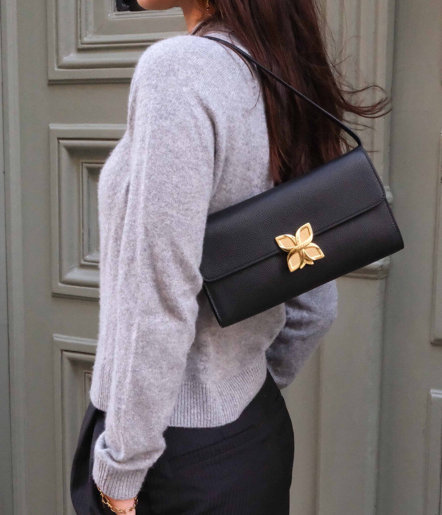 1FL1018-279 [FLEURON] Hortensia Clutch Noir #MAF19VG0303BLK (EU)