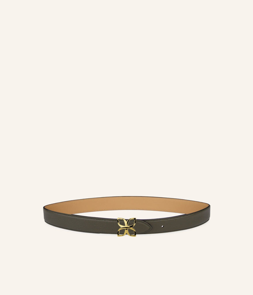 1FL1018-321 [FLEURON] Ceinture Hortensia Dore 25mm Vert Olive Cookie #CTF01VG0515OLG (EU)
