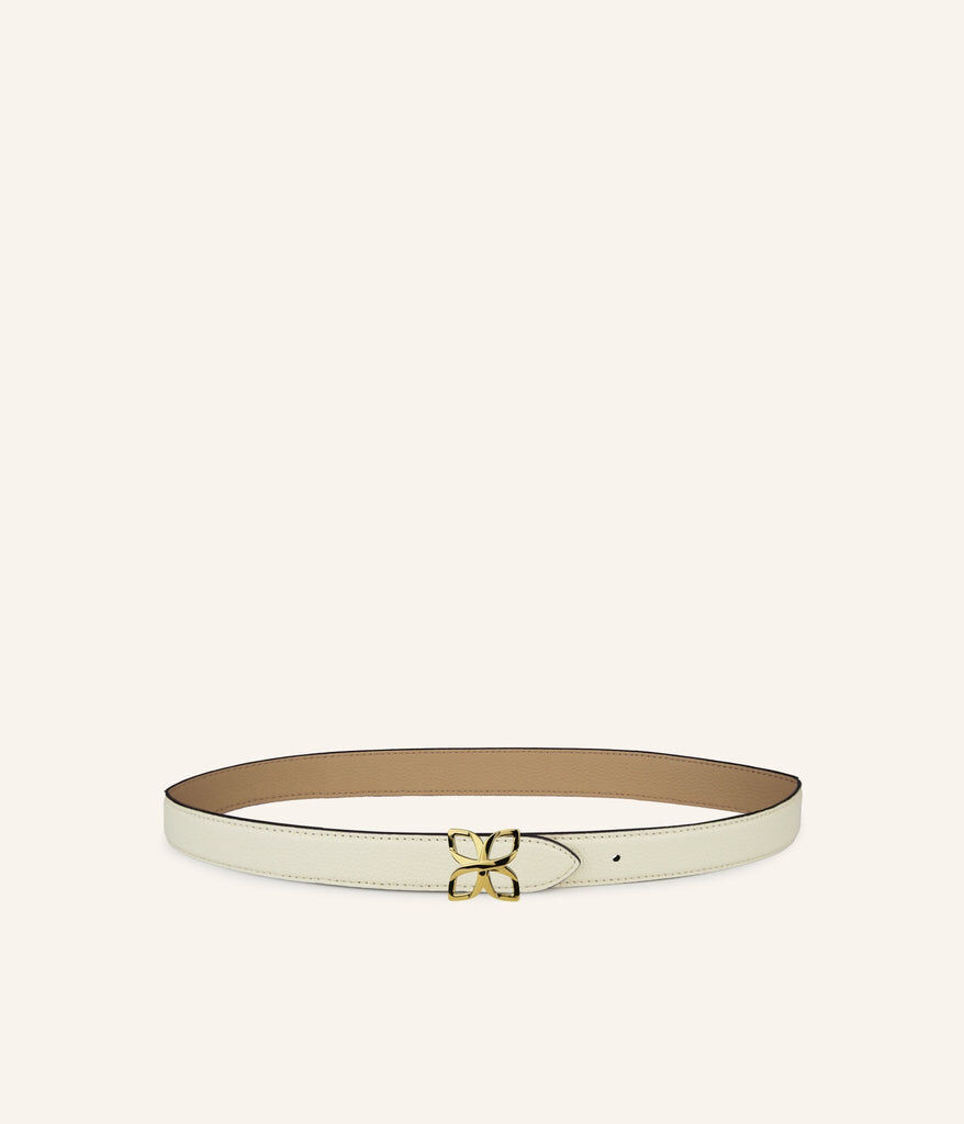 1FL1018-322 [FLEURON] Ceinture Hortensia Dore 25mm Creme Sable #CTF01VG0604CRM (EU)
