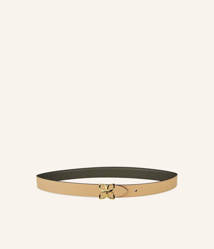 1FL1018-321 [FLEURON] Ceinture Hortensia Dore 25mm Vert Olive Cookie #CTF01VG0515OLG (EU)