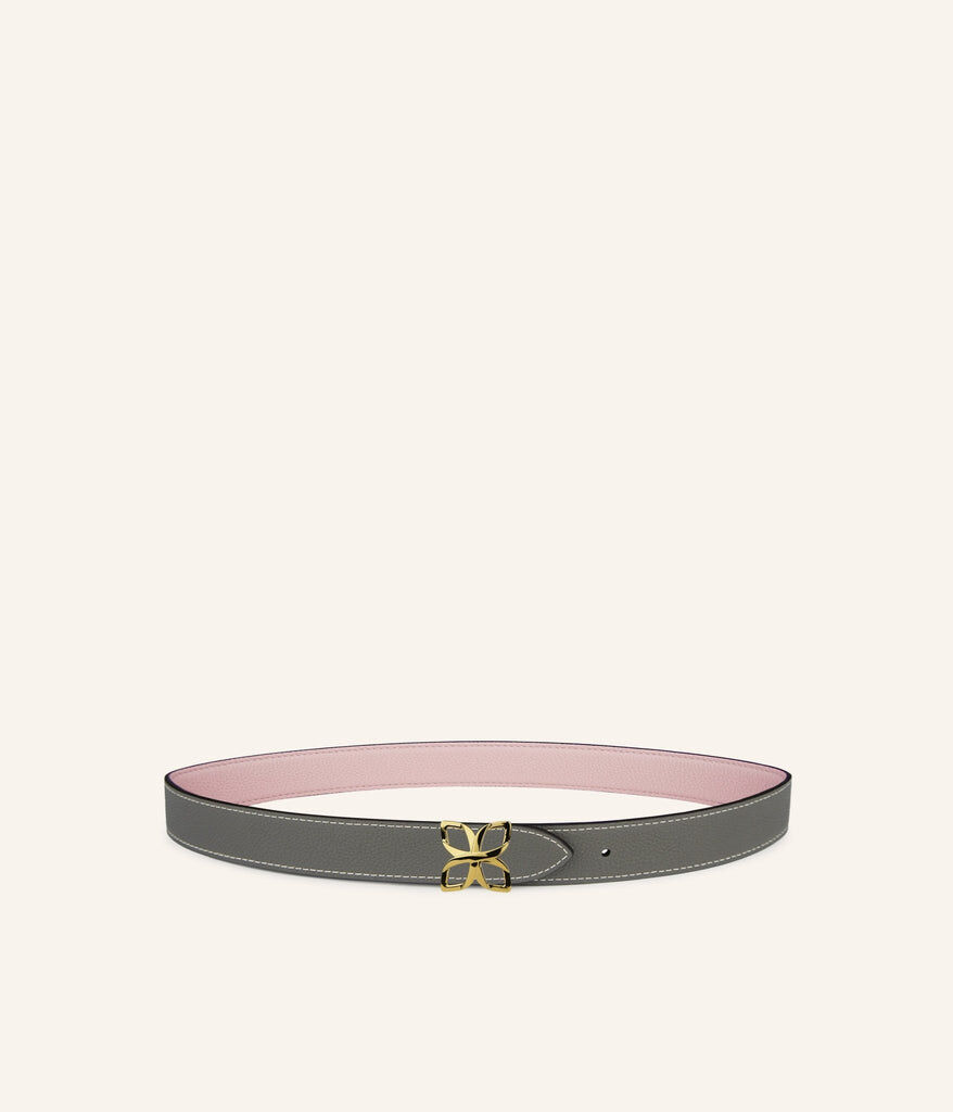 1FL1018-324 [FLEURON] Ceinture Hortensia Dore 25mm Rose Ballet Gris Ciment #CTF01VG1065BPK (EU)