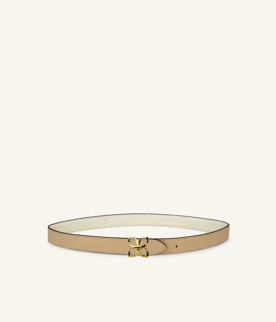 1FL1018-322 [FLEURON] Ceinture Hortensia Dore 25mm Creme Sable #CTF01VG0604CRM (EU)