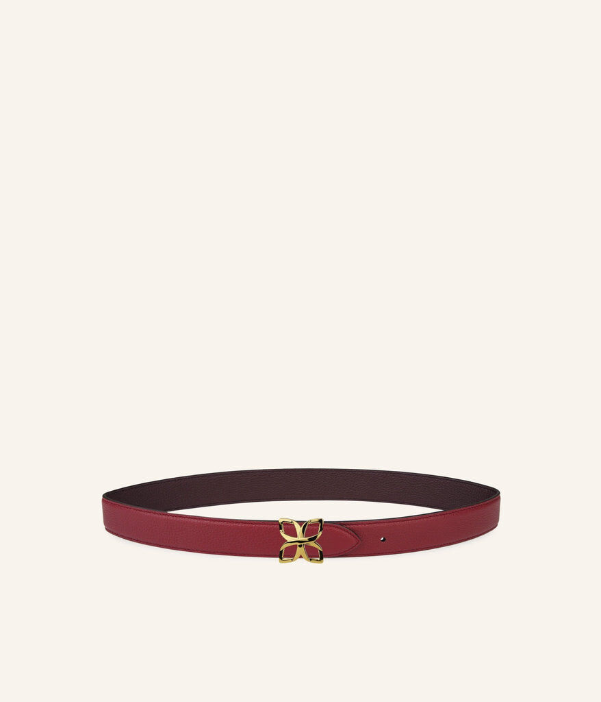 1FL1018-326 [FLEURON] Ceinture Hortensia Dore 25mm Bordeaux Prune #CTF01VG1629BGD (EU)