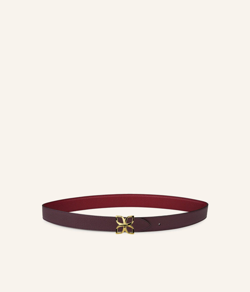 1FL1018-326 [FLEURON] Ceinture Hortensia Dore 25mm Bordeaux Prune #CTF01VG1629BGD (EU)