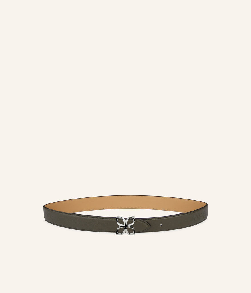 1FL1018-329 [FLEURON] Ceinture Hortensia Argente 25mm Vert Olive Cookie #CTF02VG0515OLG (EU)