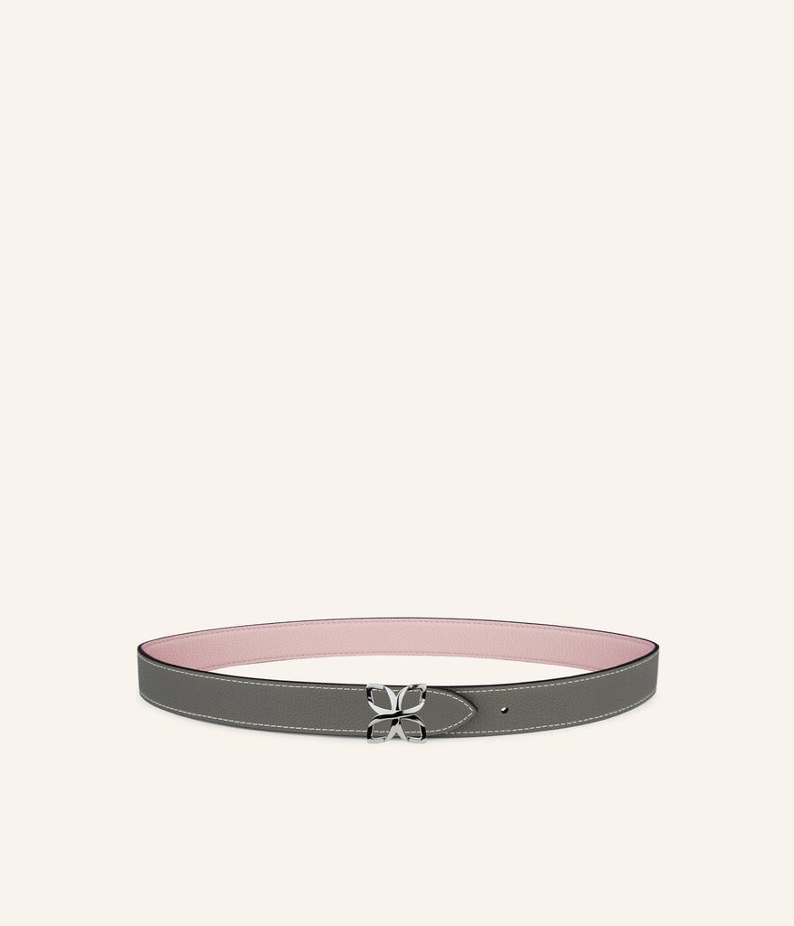 1FL1018-332 [FLEURON] Ceinture Hortensia Argente 25mm Rose Ballet Gris Ciment #CTF02VG1065BPK (EU)