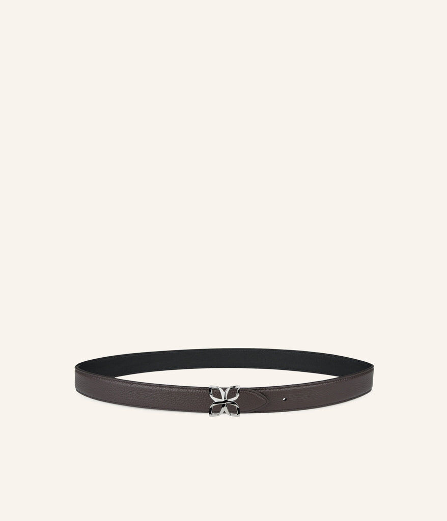 1FL1018-333 [FLEURON] Ceinture Hortensia Argente 25mm Espresso Noir Lisse #CTF02VG1314ESP (EU)