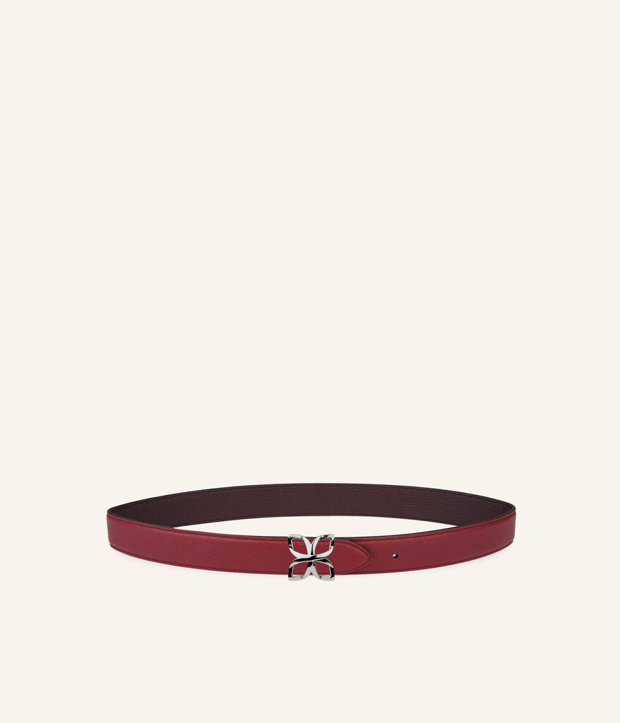 1FL1018-334 [FLEURON] Ceinture Hortensia Argente 25mm Bordeaux Prune #CTF02VG1629BGD (EU)