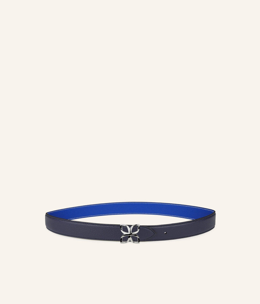 1FL1018-335 [FLEURON] Ceinture Hortensia Argente 25mm Bleu Marine Bleu Cobalt #CTF02VG3923NBU (EU)