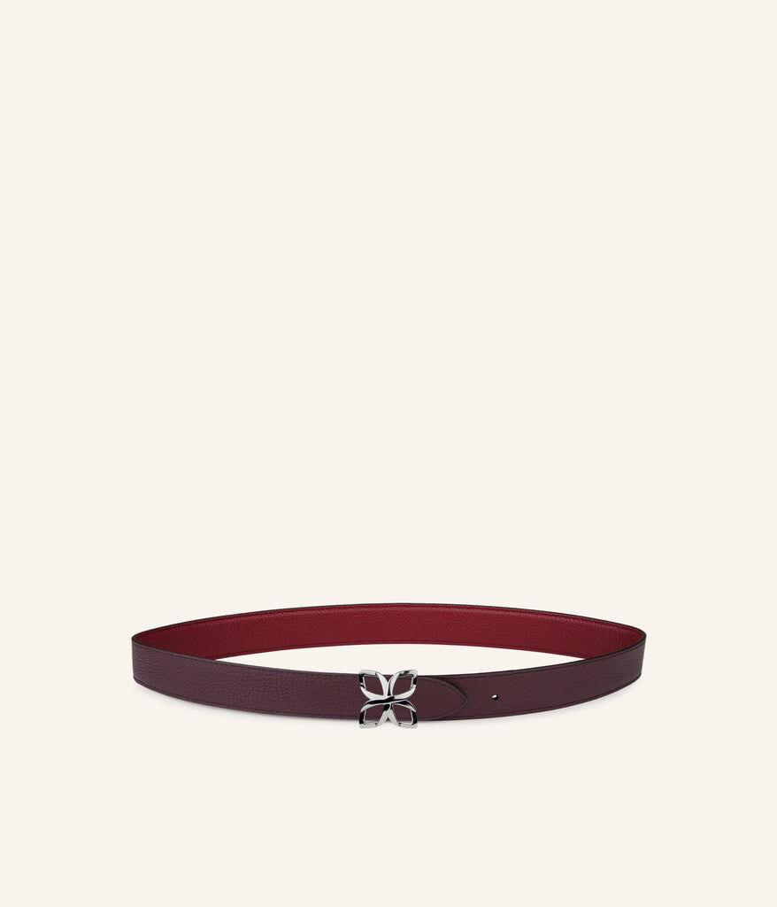 1FL1018-334 [FLEURON] Ceinture Hortensia Argente 25mm Bordeaux Prune #CTF02VG1629BGD (EU)