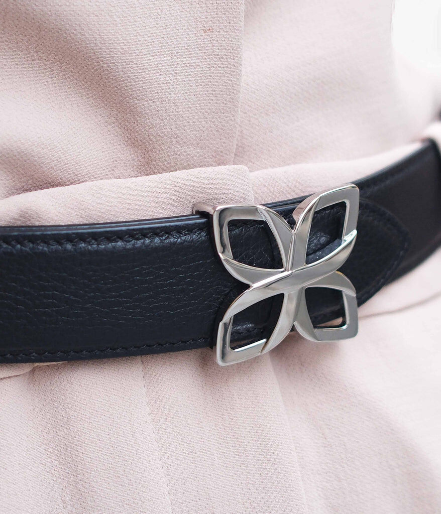 1FL1018-335 [FLEURON] Ceinture Hortensia Argente 25mm Bleu Marine Bleu Cobalt #CTF02VG3923NBU (EU)