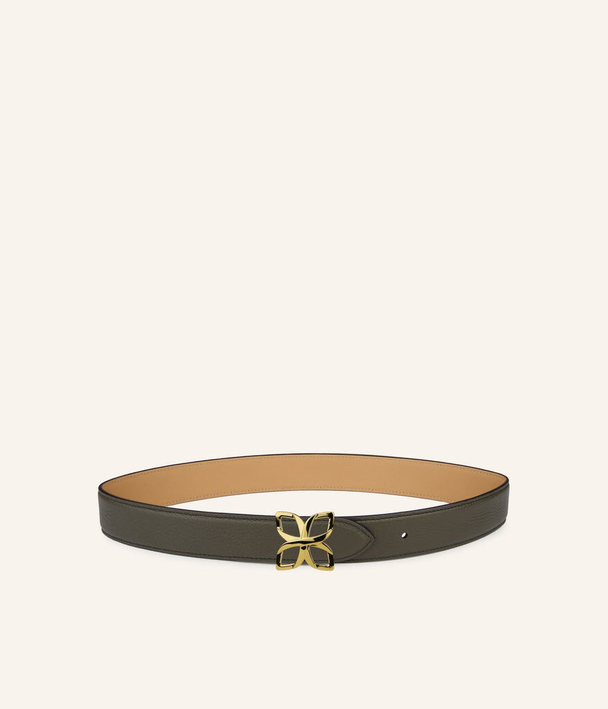 1FL1018-337 [FLEURON] Ceinture Hortensia Dore 33mm Vert Olive Cookie #CTF03VG0515OLG (EU)