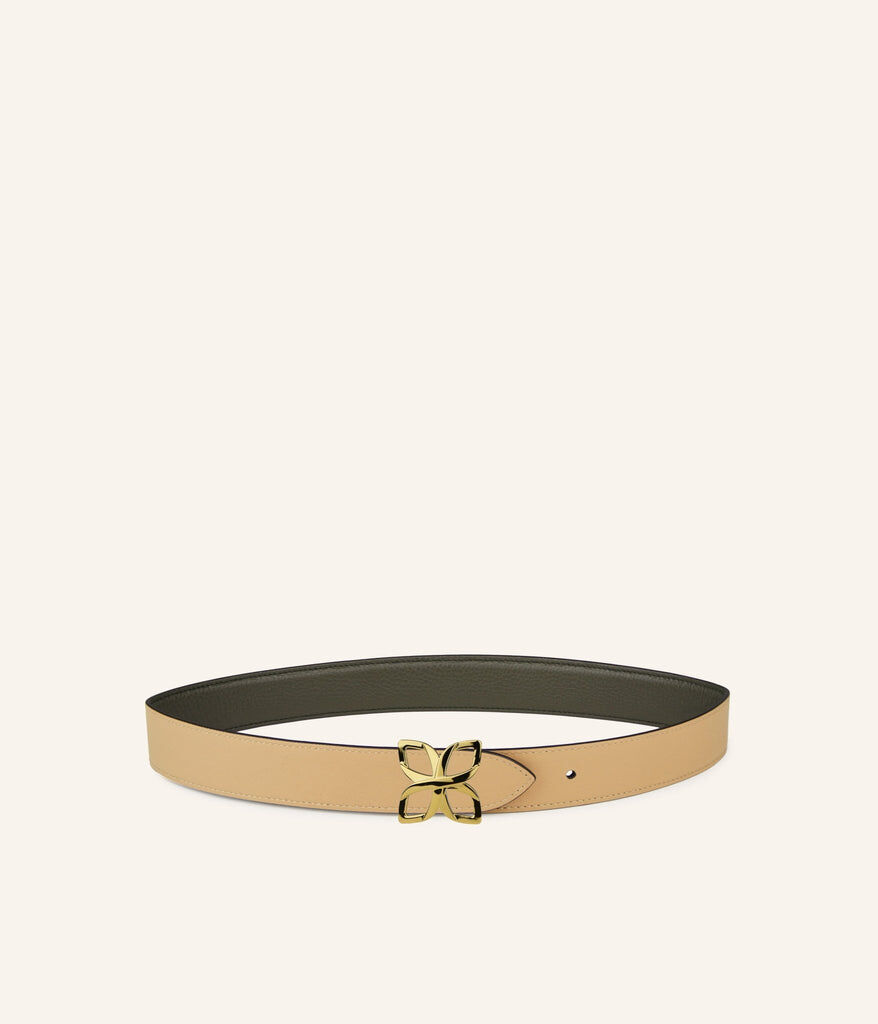 1FL1018-337 [FLEURON] Ceinture Hortensia Dore 33mm Vert Olive Cookie #CTF03VG0515OLG (EU)