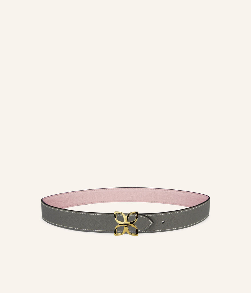 1FL1018-339 [FLEURON] Ceinture Hortensia Dore 33mm Rose Ballet Gris Ciment #CTF03VG1065BPK (EU)