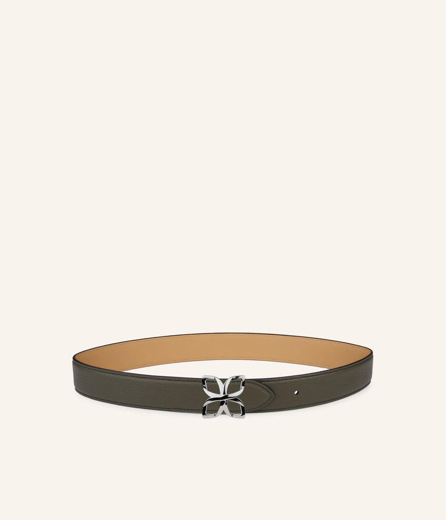 1FL1018-346 [FLEURON] Ceinture Hortensia Argente 33mm Vert Olive Cookie #CTF04VG0515OLG (EU)