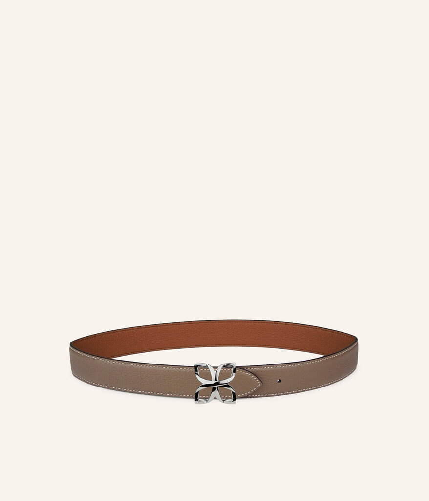1FL1018-347 [FLEURON] Ceinture Hortensia Argente 33mm Taupe Marron #CTF04VG0808MOL (EU)