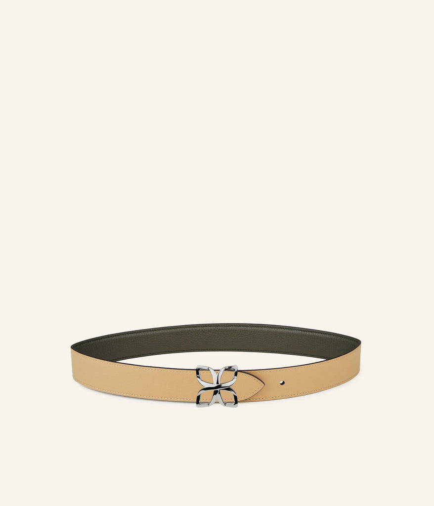 1FL1018-346 [FLEURON] Ceinture Hortensia Argente 33mm Vert Olive Cookie #CTF04VG0515OLG (EU)