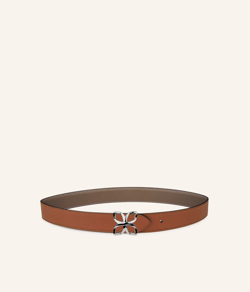 1FL1018-347 [FLEURON] Ceinture Hortensia Argente 33mm Taupe Marron #CTF04VG0808MOL (EU)
