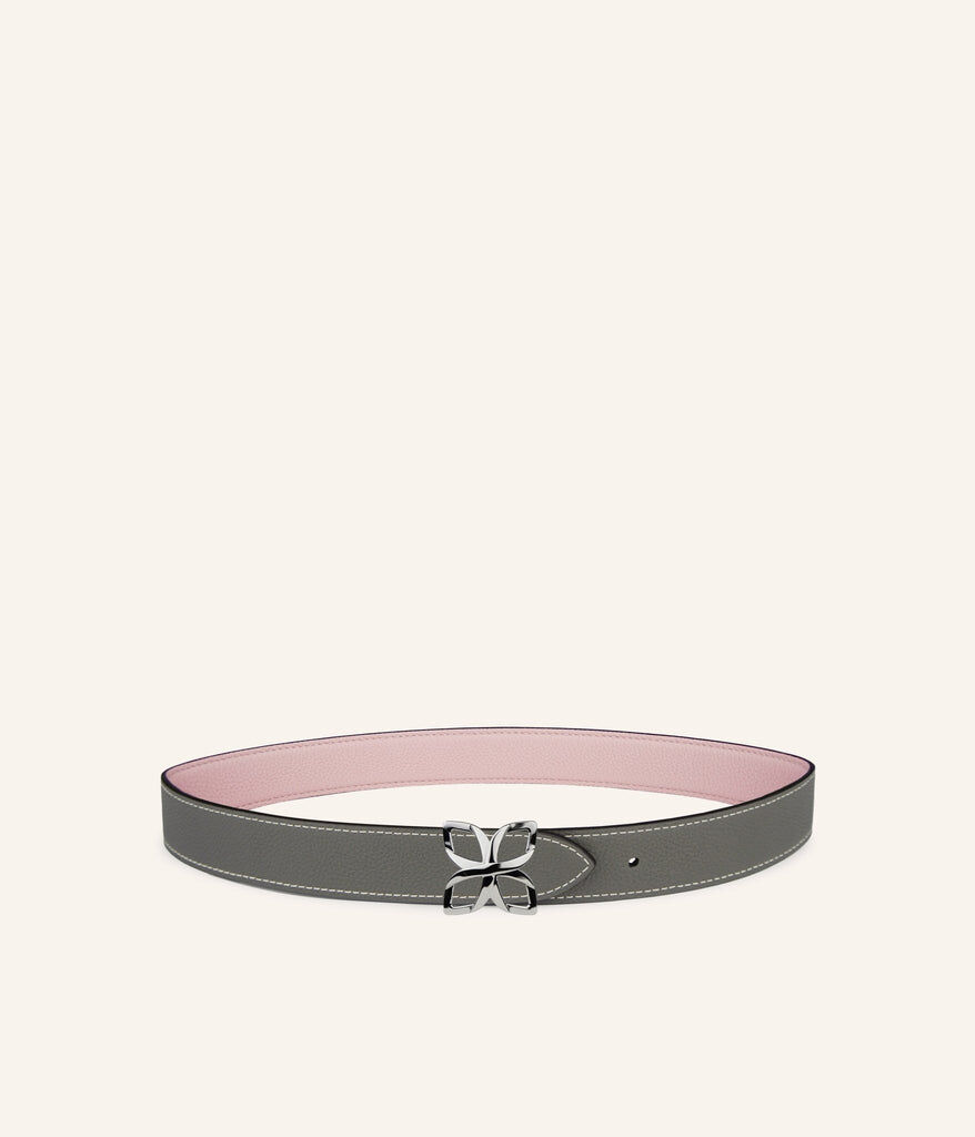 1FL1018-348 [FLEURON] Ceinture Hortensia Argente 33mm Rose Ballet Gris Ciment #CTF04VG1065BPK (EU)