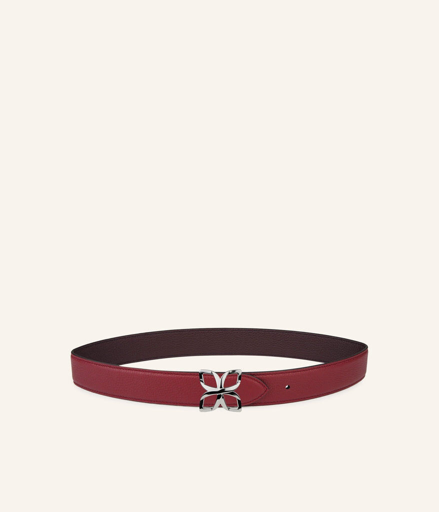1FL1018-351 [FLEURON] Ceinture Hortensia Argente 33mm Bordeaux Prune #CTF04VG1629BGD (EU)