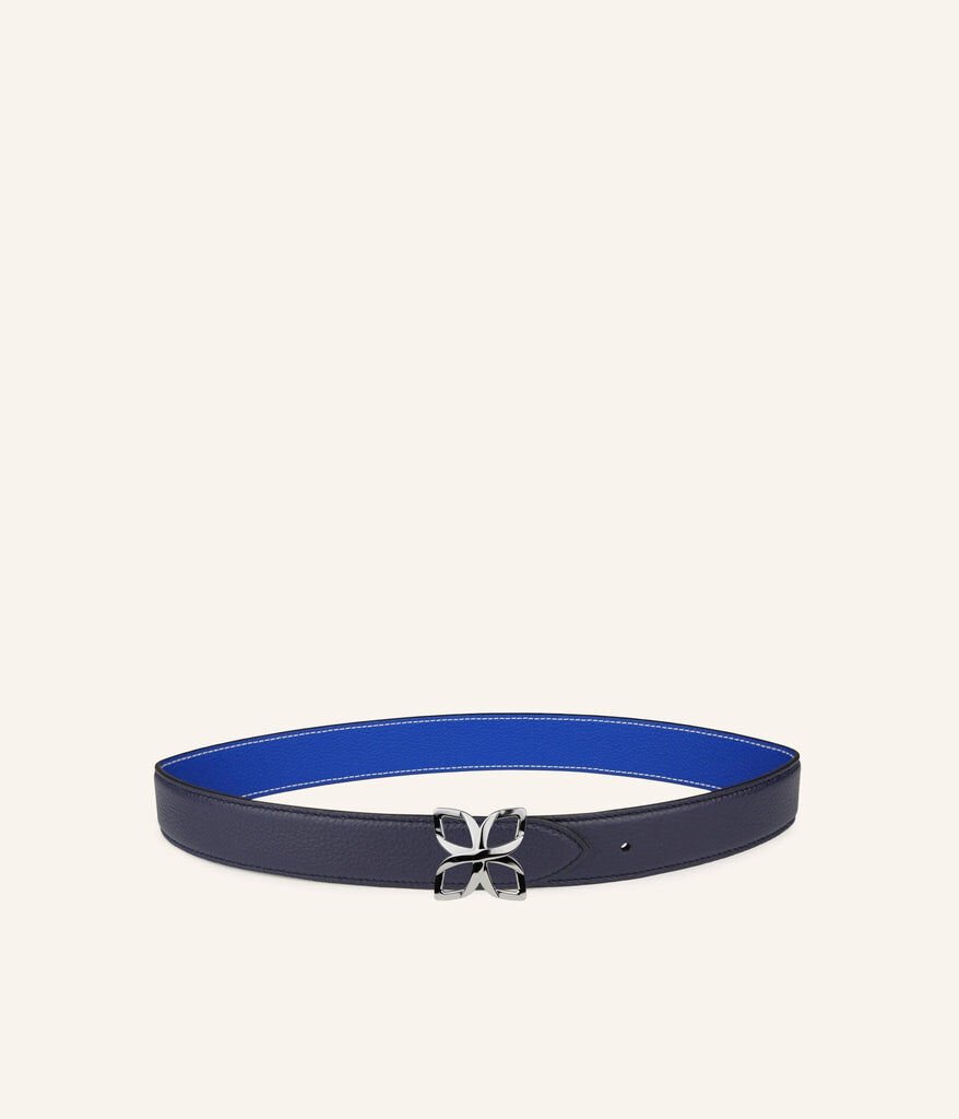 1FL1018-352 [FLEURON] Ceinture Hortensia Argente 33mm Bleu Marine Bleu Cobalt #CTF04VG3923NBU (EU)