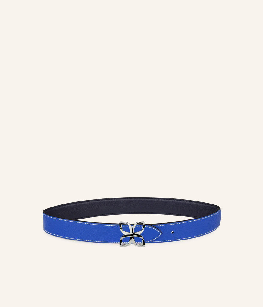 1FL1018-352 [FLEURON] Ceinture Hortensia Argente 33mm Bleu Marine Bleu Cobalt #CTF04VG3923NBU (EU)