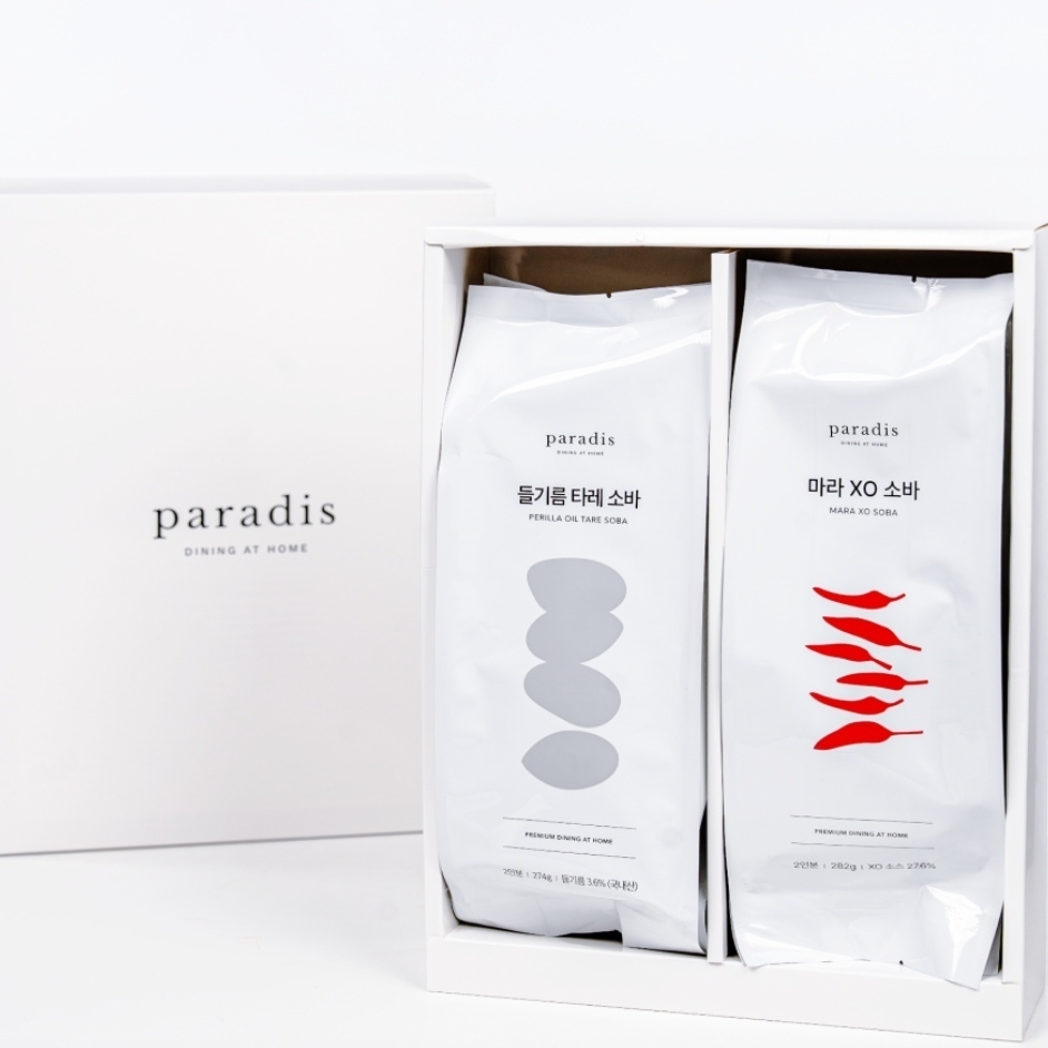 🔥 Korea Direct | Paradis Soba Gift Set — Perilla Oil & Mala XO Dual Flavour, 4 Individually Packed Servings | Fine-Dining Craft, 3-Min Ready, No Additives | Perfect Gift