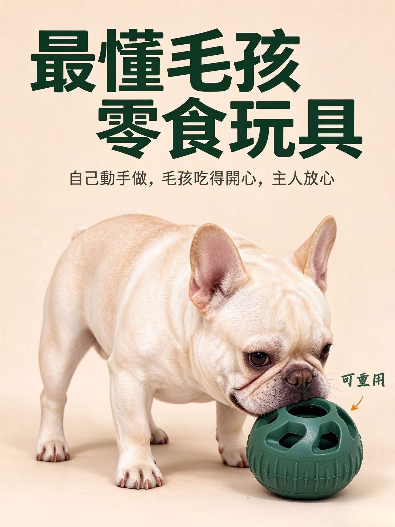 PuzzleLick - 狗狗不倒藏食球｜寵物食品級矽膠藏食球  自製冷凍/常溫零食  磨牙舔舐零食玩具  舒緩焦慮消耗精力（送矽膠模具）