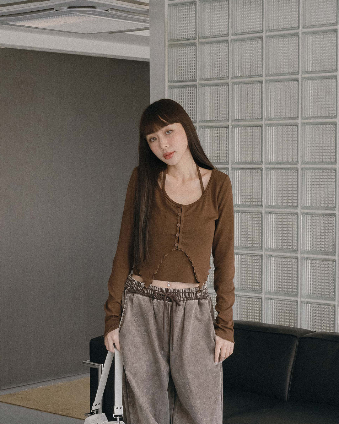 Two-piece halter neck vest with button-down jacket, available in three colors.【01140099】in stock+pre-order