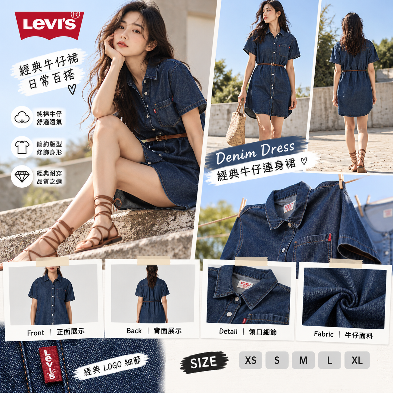 【預購】Levi Strauss N101601 女裝復古襯衫裙 (深藍色)