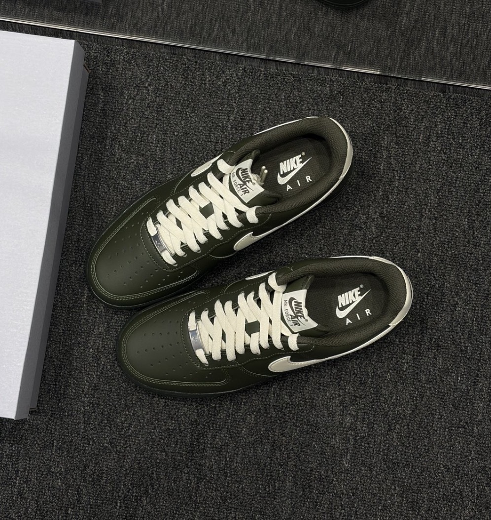 男鞋 NIKE AIR FORCE 1 '07 墨綠白 皮革 復古 經典 休閒鞋【FJ4146-304】AF1