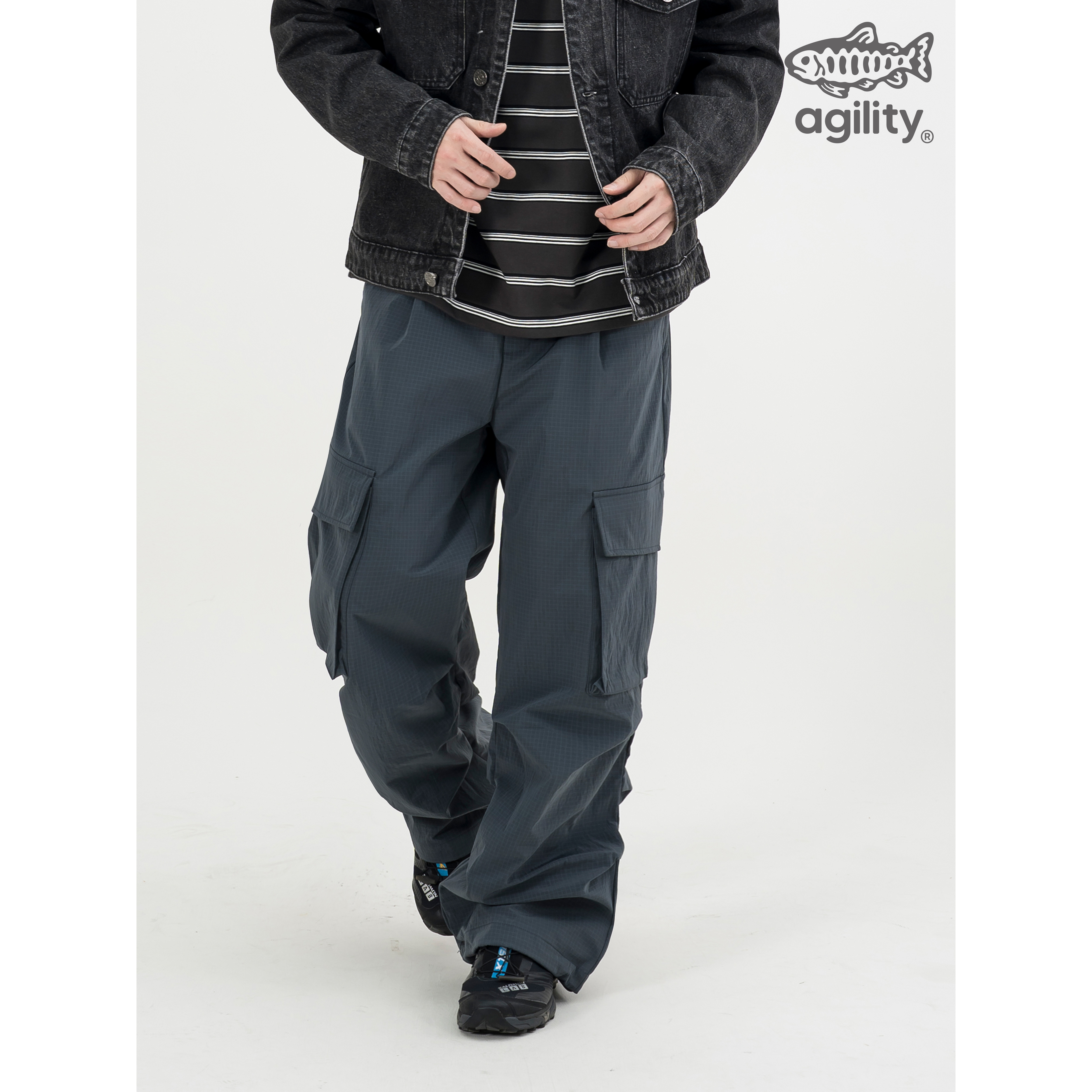 AGILITY Metallic BootCut Cargo Pants 金屬尼龍 六口袋 喇叭長褲 [PF75]