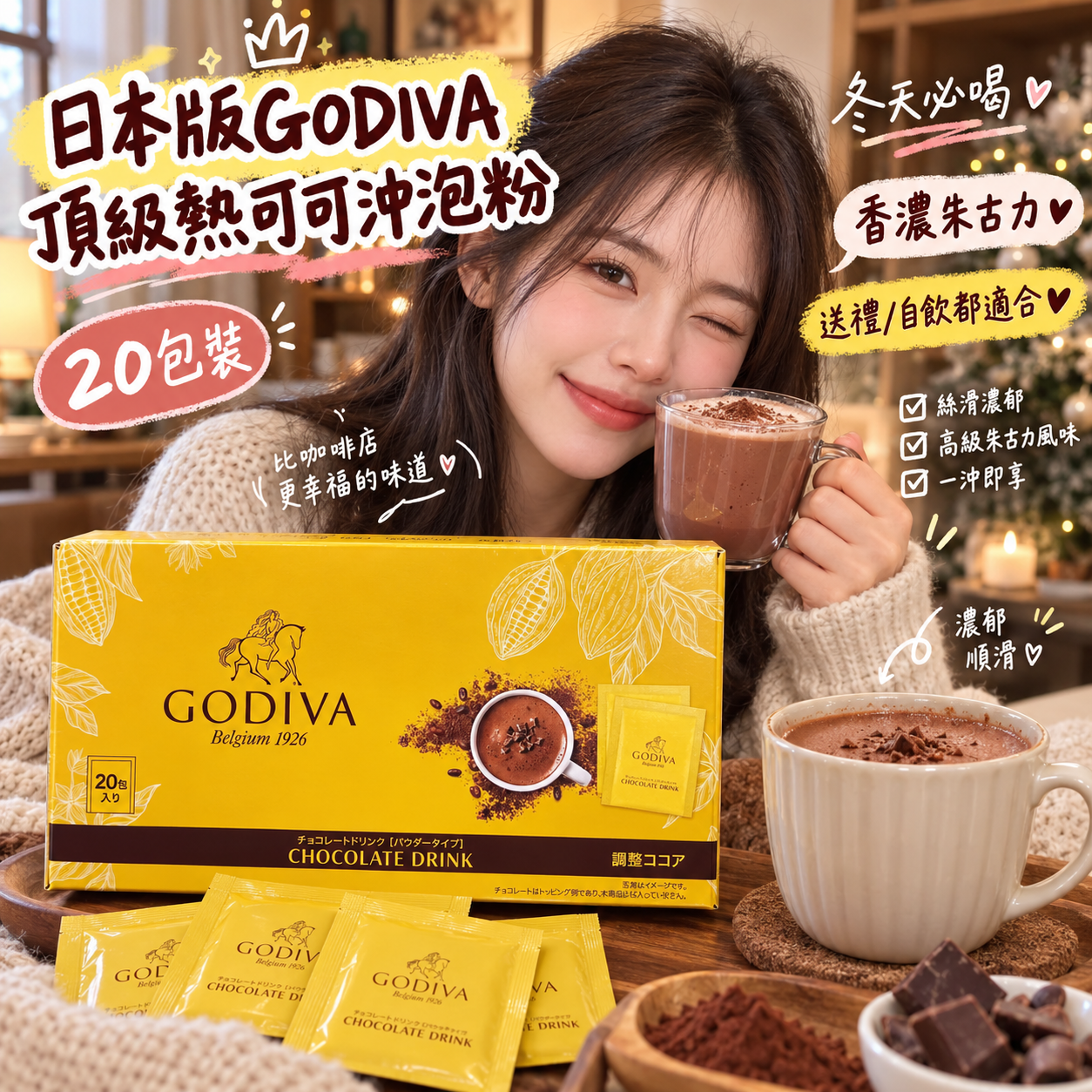 【預購】JM101603 日本版GODIVA 頂級熱可可沖泡粉 (20包裝)