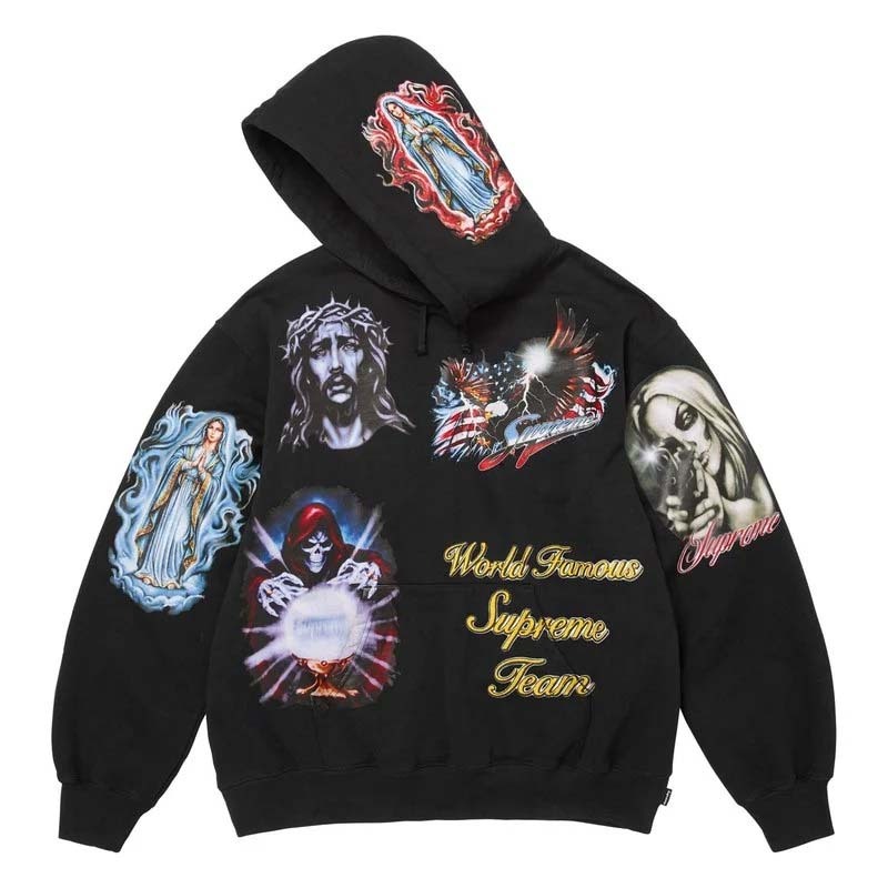 Supreme Stickers Hooded Sweatshirt 貼紙帽T 連帽上衣 黑色 FW26SW67-BK [台灣現貨]