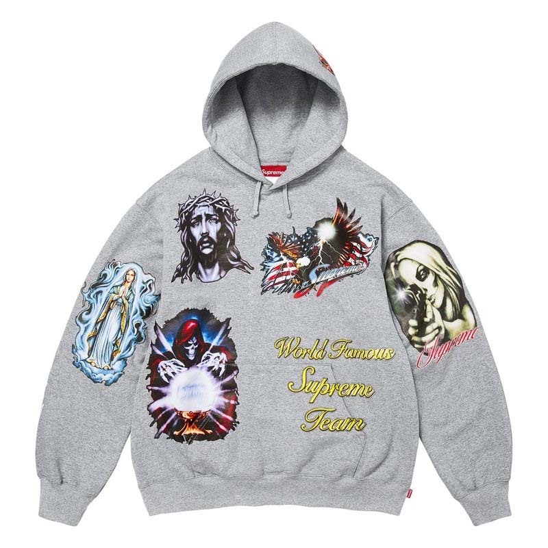Supreme Stickers Hooded Sweatshirt 貼紙帽T 連帽上衣 灰色 FW26SW67-HY [台灣現貨]