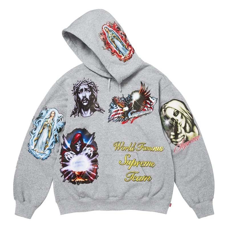 Supreme Stickers Hooded Sweatshirt 貼紙帽T 連帽上衣 灰色 FW26SW67-HY [台灣現貨]