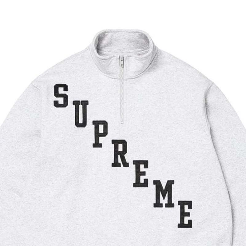 Supreme Slant Appliqué Half Zip Pullover 半拉鍊 長袖 灰色 FW26SW70-AY [台灣現貨]
