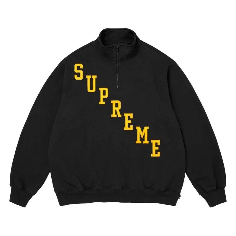 Supreme Slant Appliqué Half Zip Pullover 半拉鍊 長袖 黑色 FW26SW70-BK [台灣現貨]