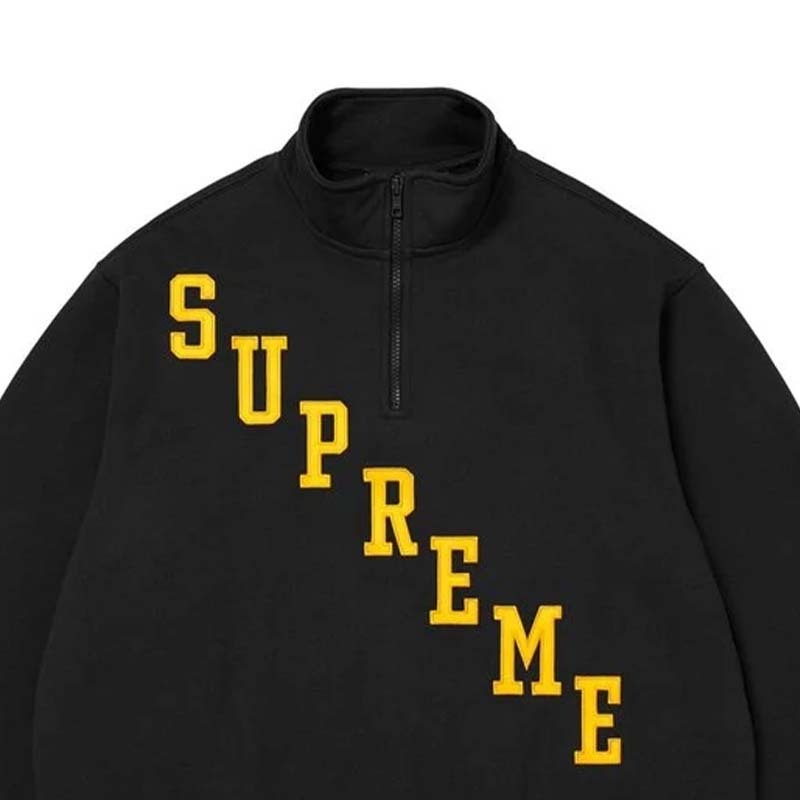 Supreme Slant Appliqué Half Zip Pullover 半拉鍊 長袖 黑色 FW26SW70-BK [台灣現貨]