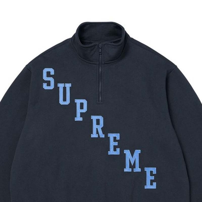 Supreme Slant Appliqué Half Zip Pullover 半拉鍊 長袖 深藍色 FW26SW70-NY [台灣現貨]